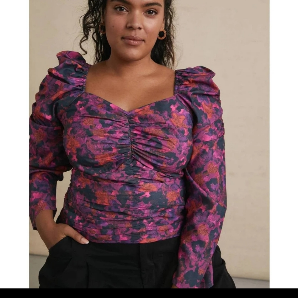NWT Anthropologie Samant Chauhan Samara Cropped Blouse 1X B-1181